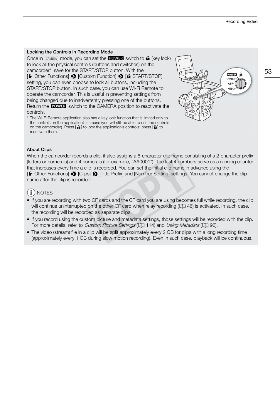 Cop y | Canon EOS C300 PL User Manual | Page 53 / 196