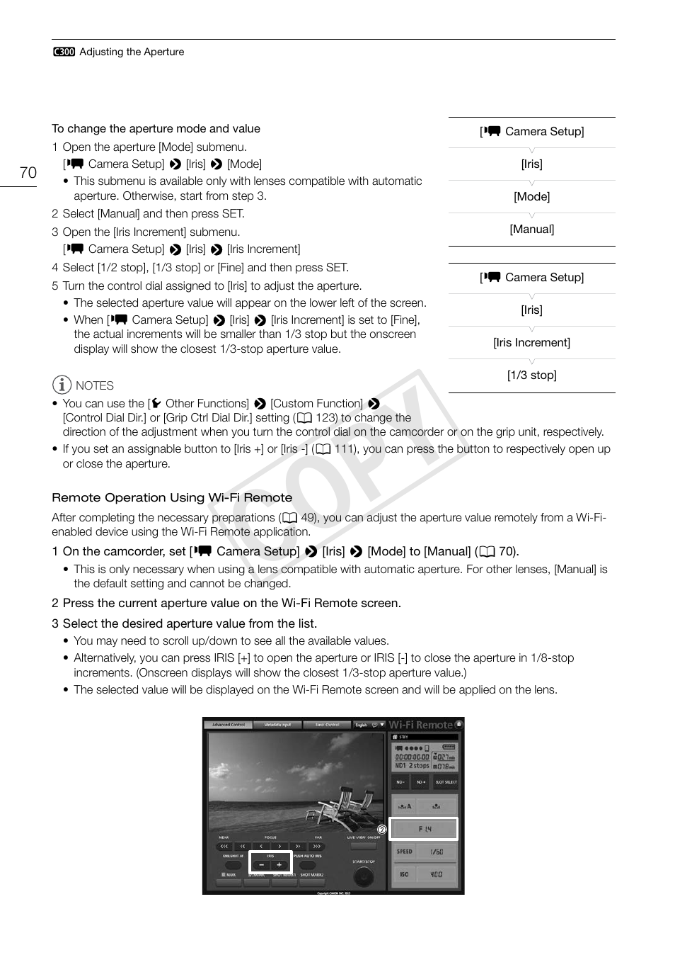 Cop y | Canon EOS C300 PL User Manual | Page 70 / 196