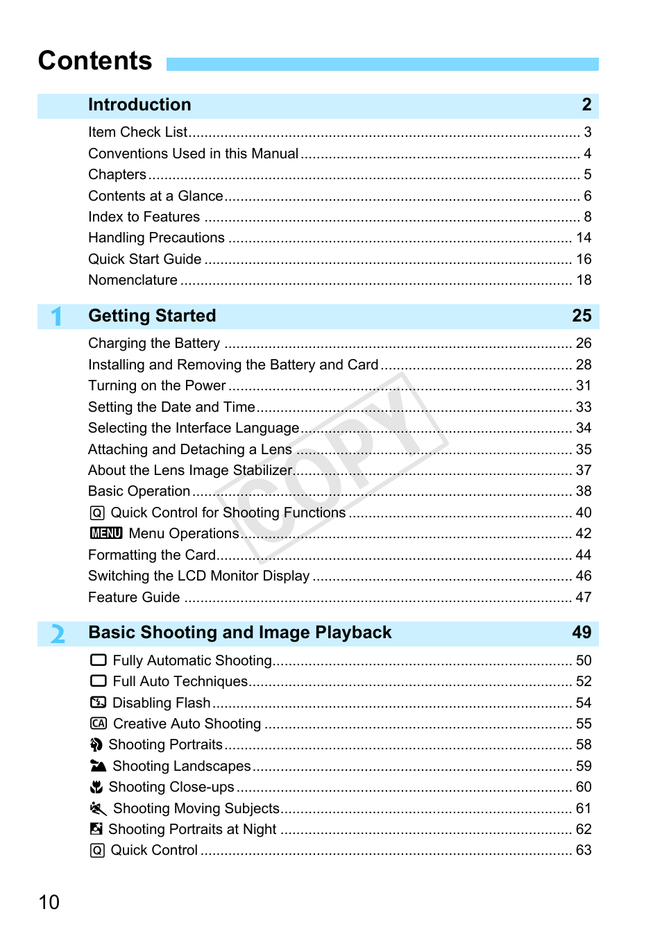 Canon EOS Rebel T3 18-55mm IS II Lens Kit User Manual | Page 10 / 292
