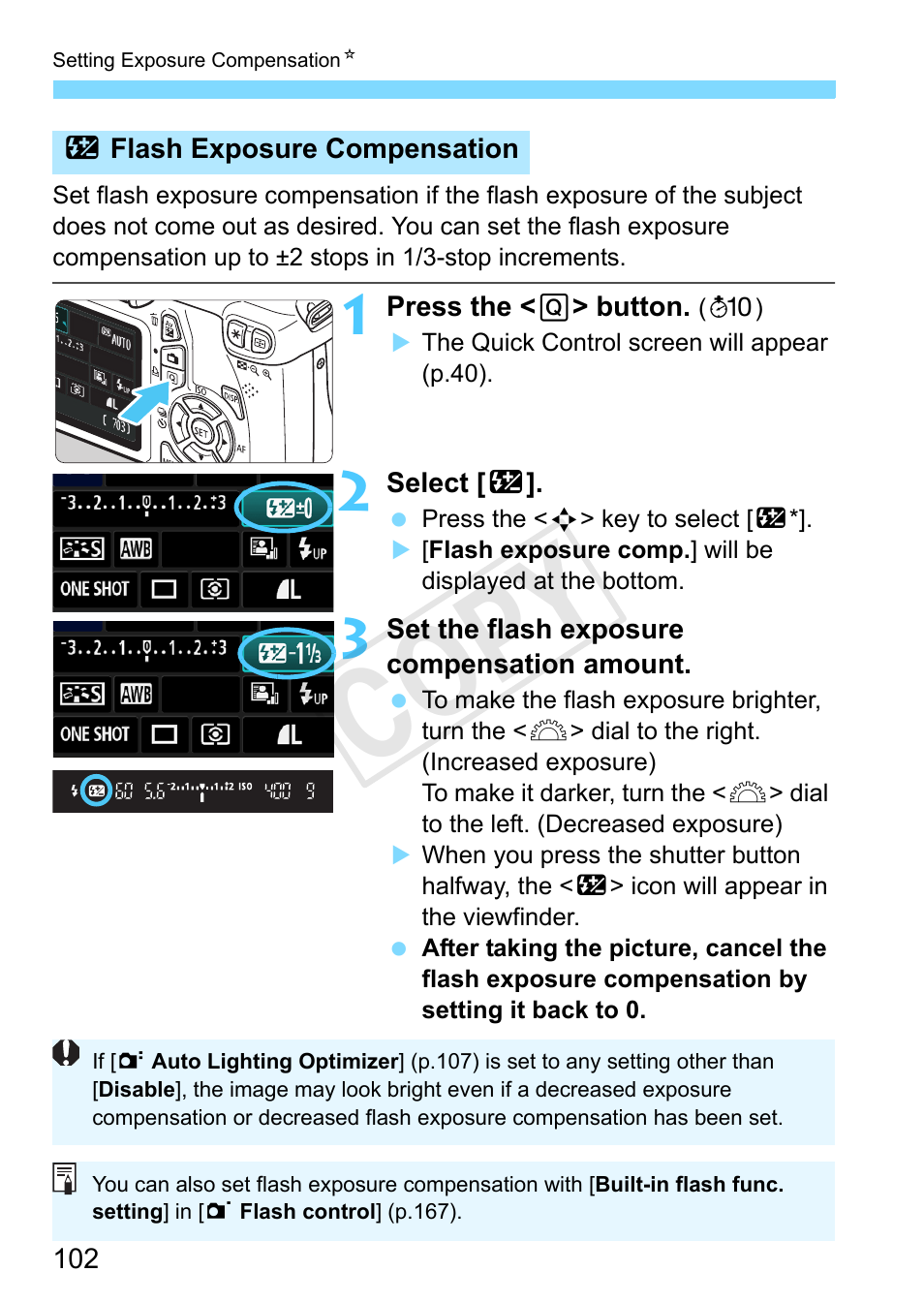 P.102, P.102), On (p.102) | Cop y | Canon EOS Rebel T3 18-55mm IS II Lens Kit User Manual | Page 102 / 292