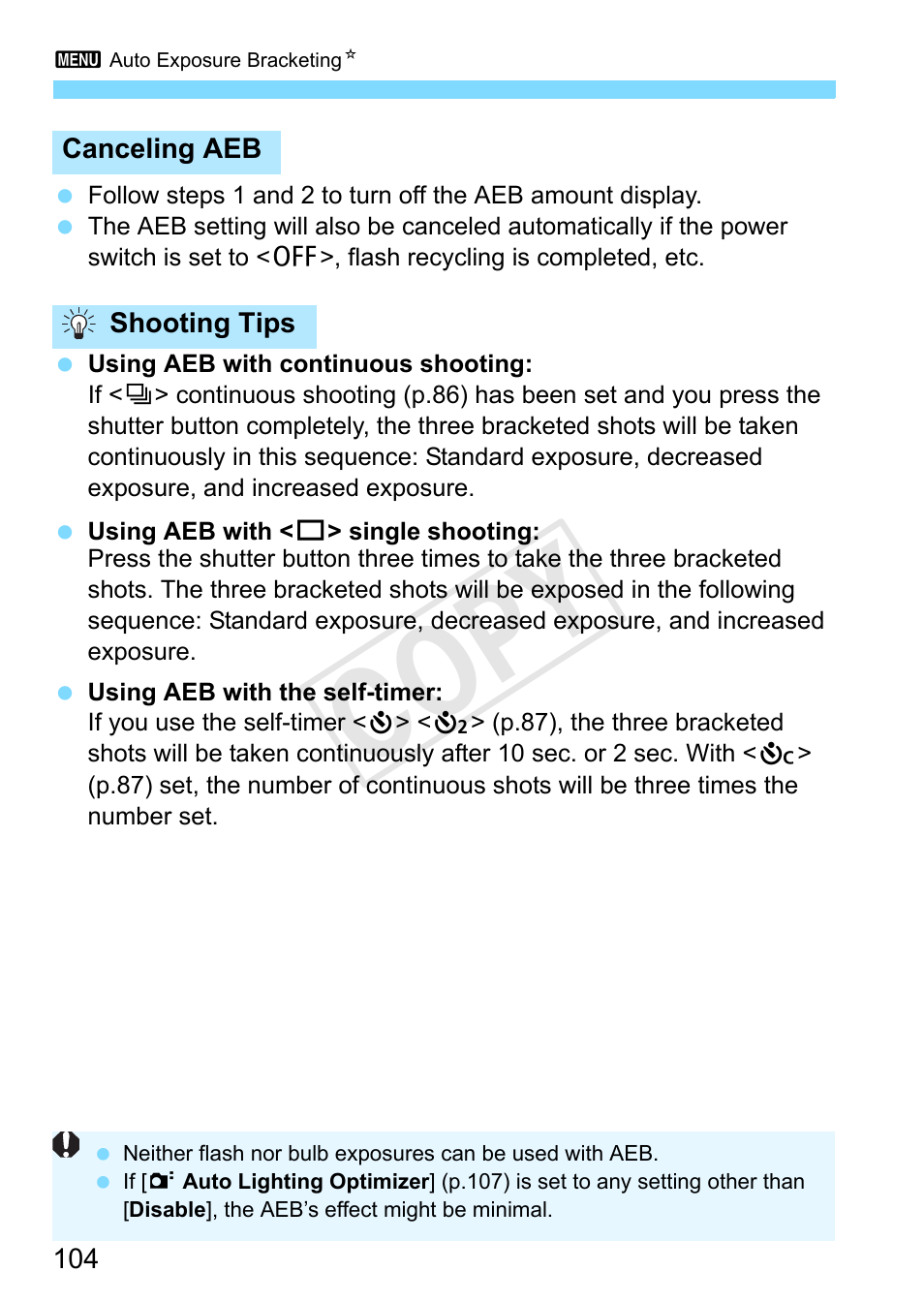 Cop y | Canon EOS Rebel T3 18-55mm IS II Lens Kit User Manual | Page 104 / 292
