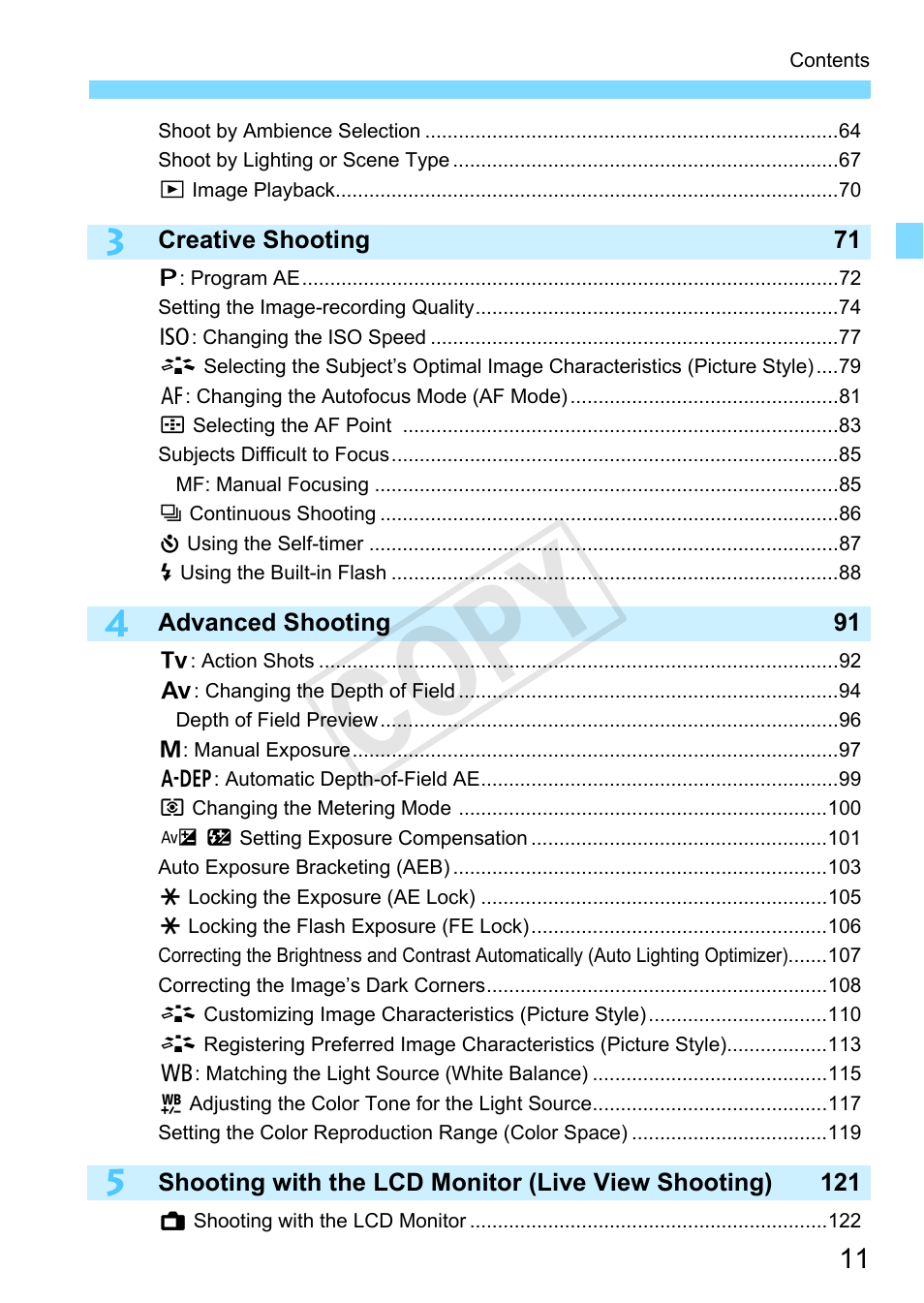 C op y | Canon EOS Rebel T3 18-55mm IS II Lens Kit User Manual | Page 11 / 292