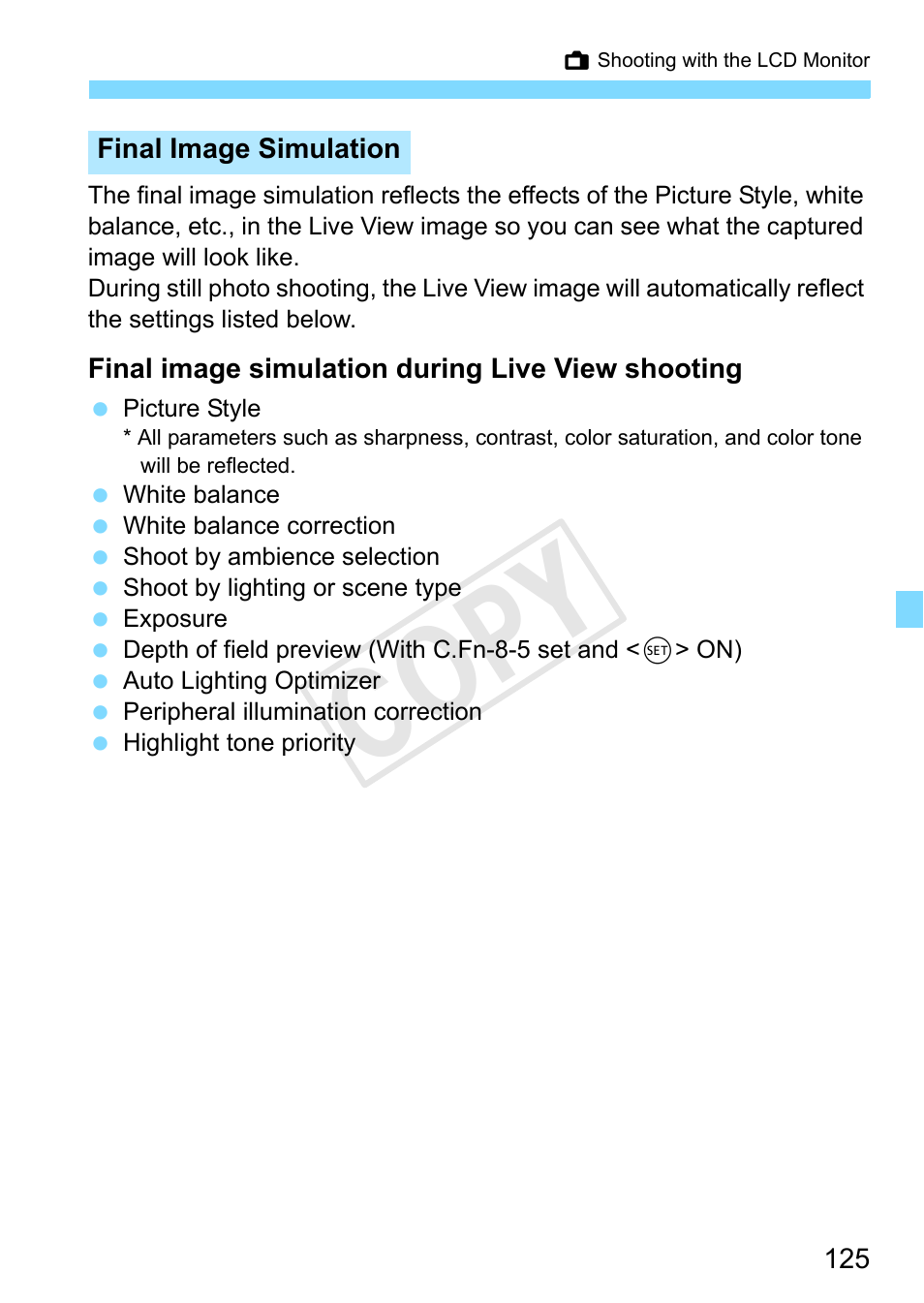 Cop y | Canon EOS Rebel T3 18-55mm IS II Lens Kit User Manual | Page 125 / 292