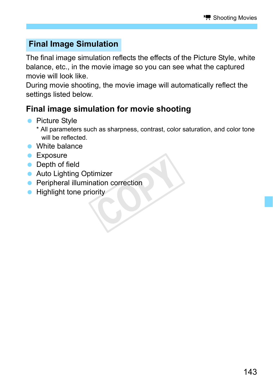 Cop y | Canon EOS Rebel T3 18-55mm IS II Lens Kit User Manual | Page 143 / 292