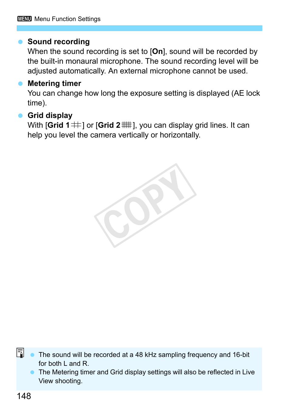 P.148, Cop y | Canon EOS Rebel T3 18-55mm IS II Lens Kit User Manual | Page 148 / 292