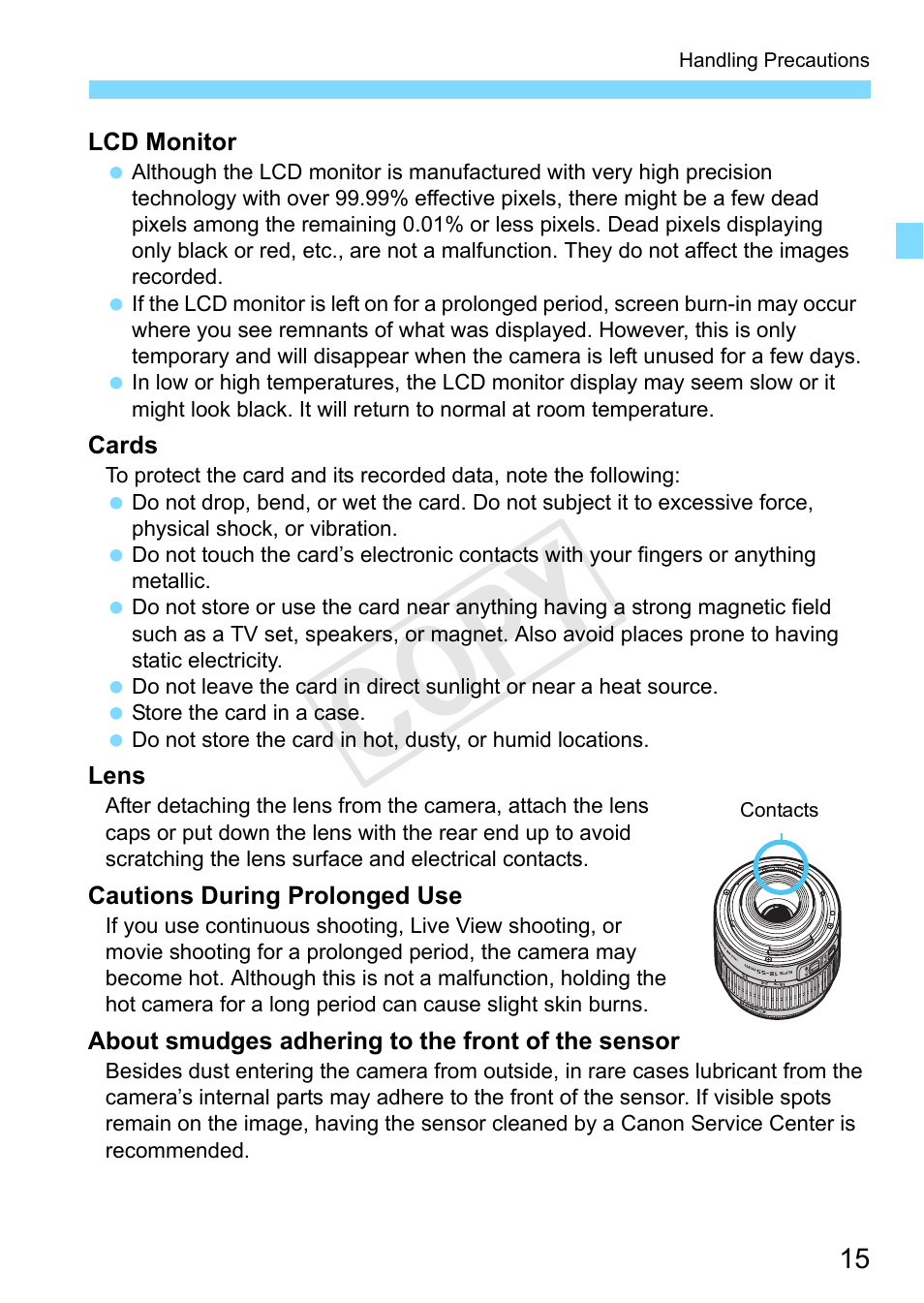 Cop y | Canon EOS Rebel T3 18-55mm IS II Lens Kit User Manual | Page 15 / 292