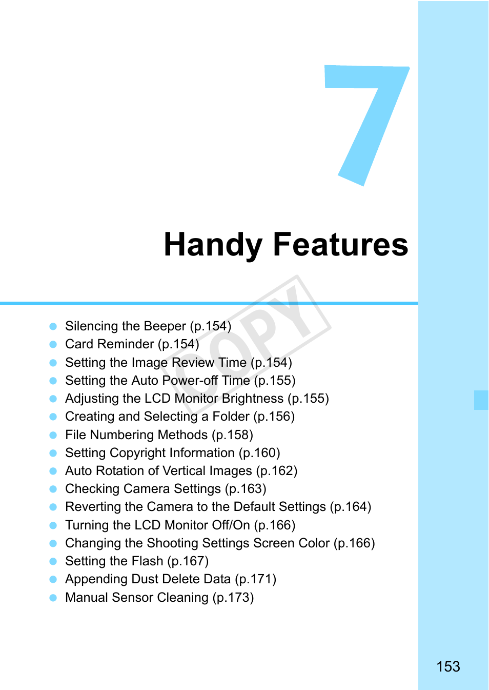 Handy features, C op y | Canon EOS Rebel T3 18-55mm IS II Lens Kit User Manual | Page 153 / 292