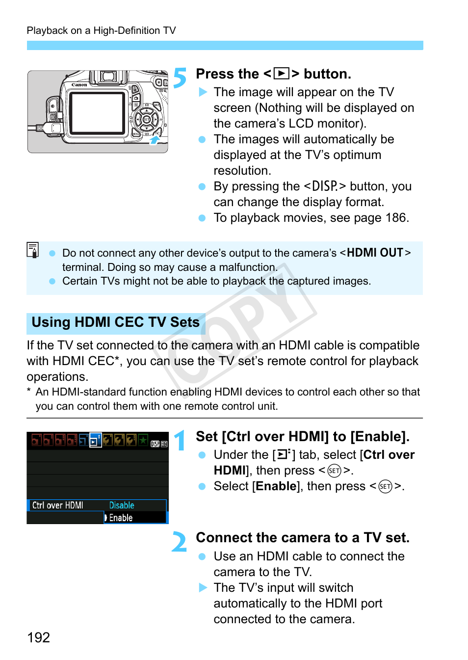 Cop y | Canon EOS Rebel T3 18-55mm IS II Lens Kit User Manual | Page 192 / 292