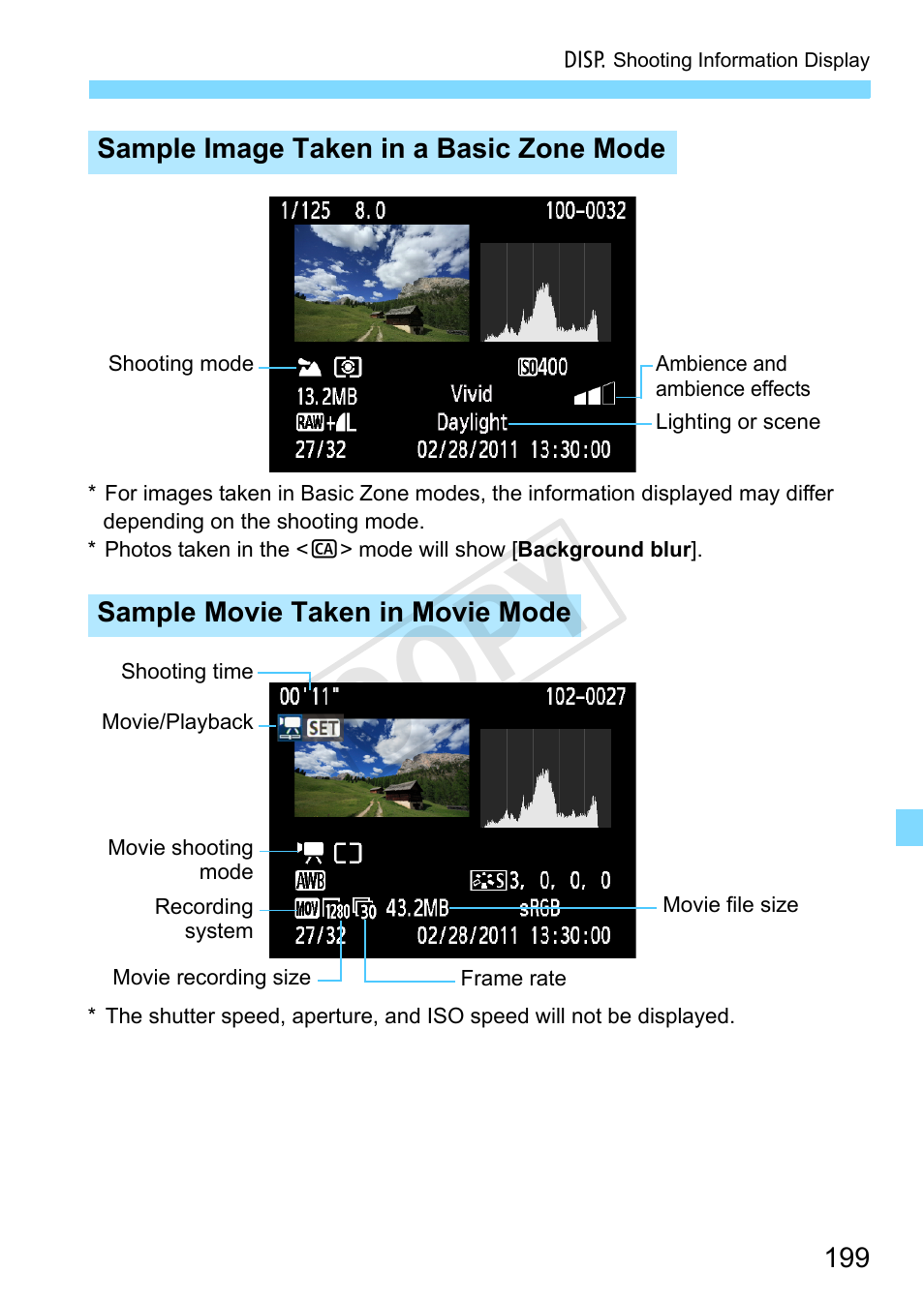 Change the display format (p.199), Cop y | Canon EOS Rebel T3 18-55mm IS II Lens Kit User Manual | Page 199 / 292