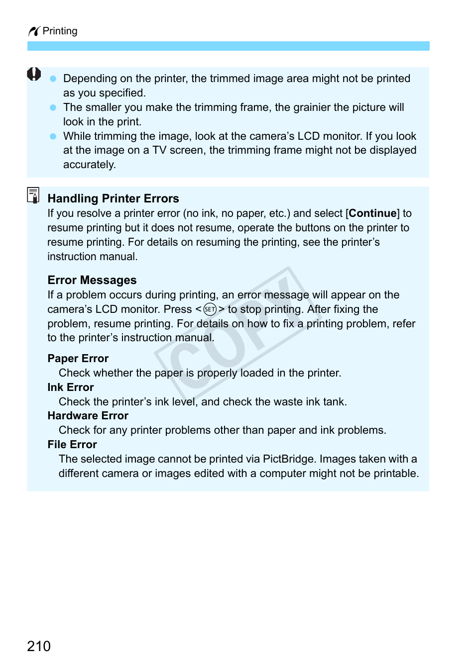 Cop y | Canon EOS Rebel T3 18-55mm IS II Lens Kit User Manual | Page 210 / 292