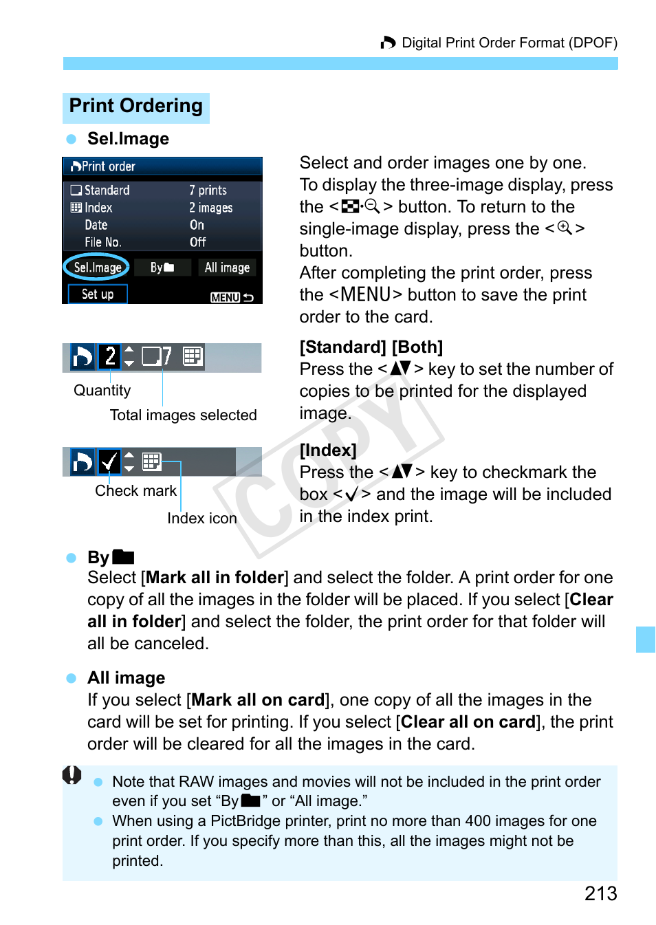 Cop y | Canon EOS Rebel T3 18-55mm IS II Lens Kit User Manual | Page 213 / 292