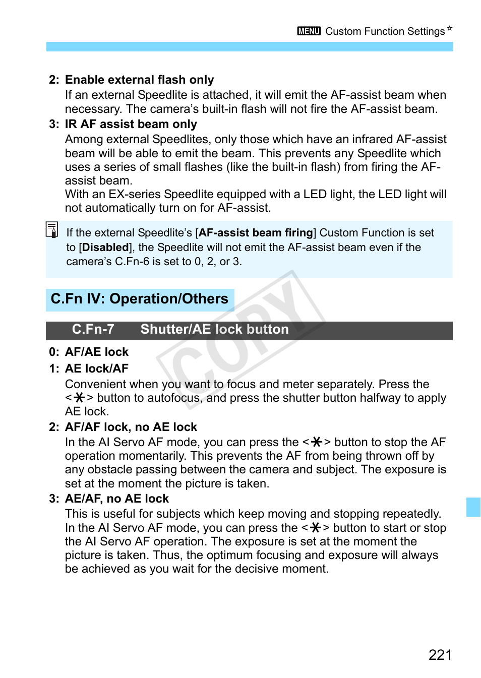 P.221, Cop y | Canon EOS Rebel T3 18-55mm IS II Lens Kit User Manual | Page 221 / 292