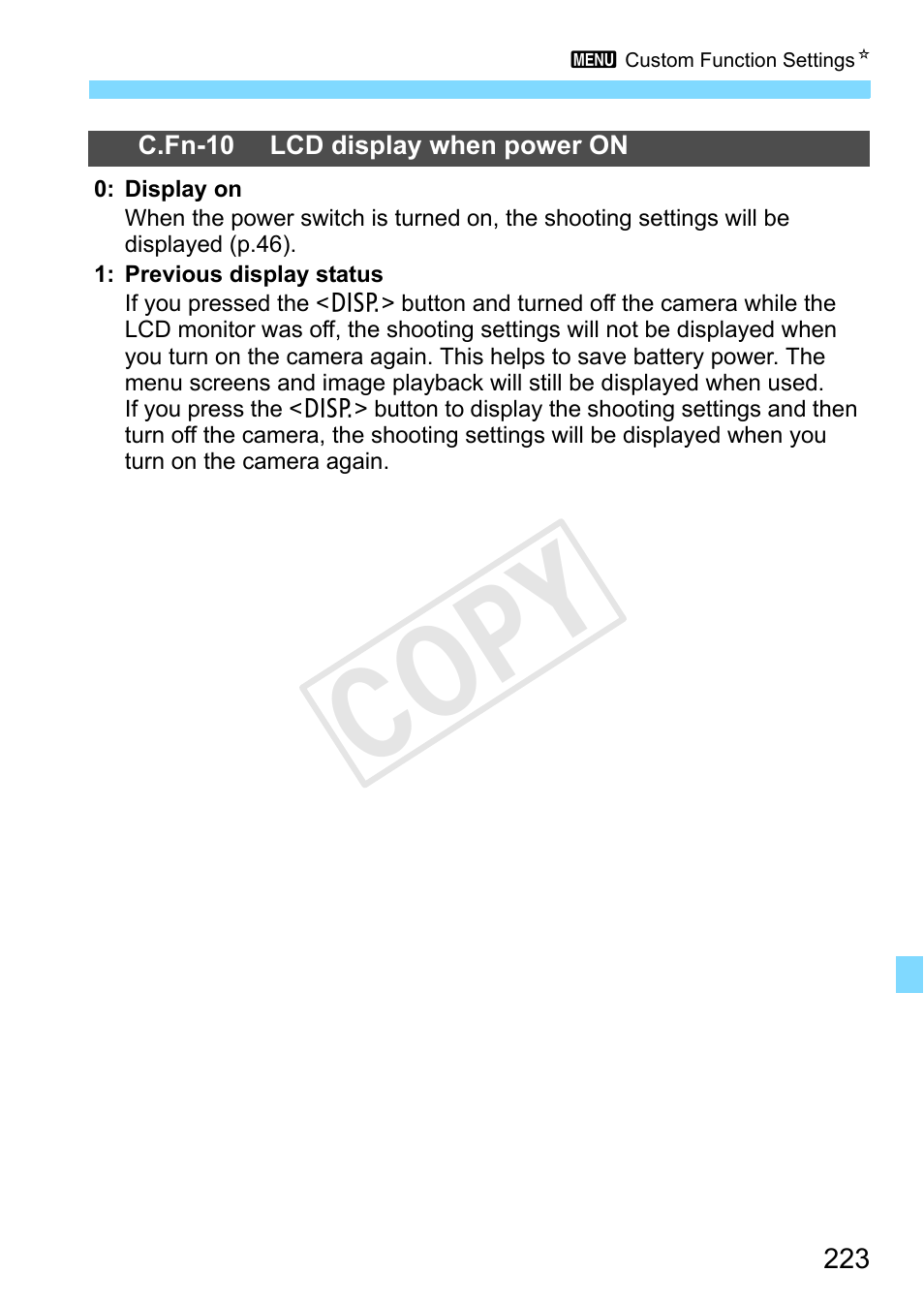 P.223, Cop y | Canon EOS Rebel T3 18-55mm IS II Lens Kit User Manual | Page 223 / 292