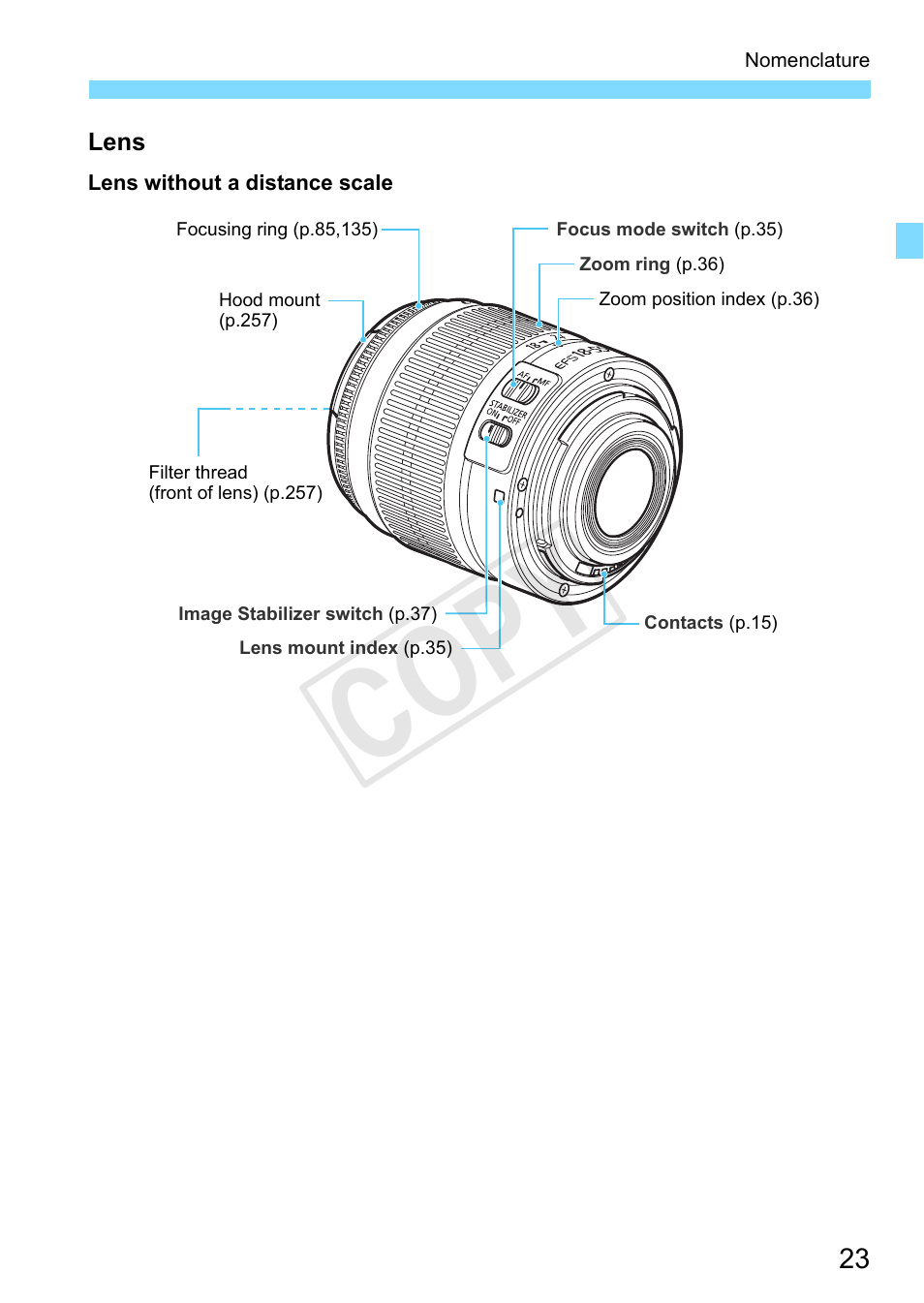 Cop y | Canon EOS Rebel T3 18-55mm IS II Lens Kit User Manual | Page 23 / 292
