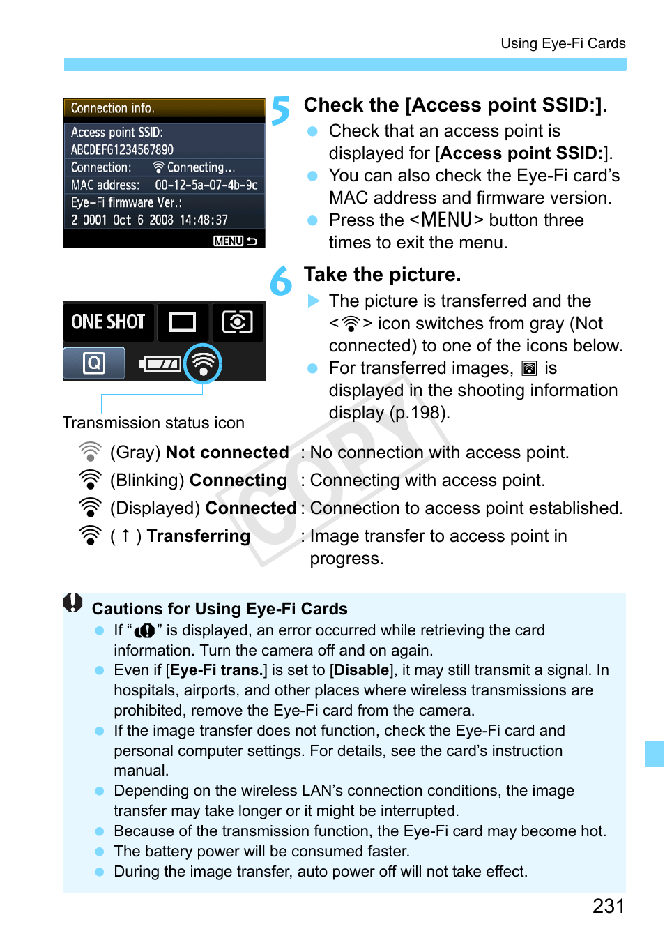 Cop y | Canon EOS Rebel T3 18-55mm IS II Lens Kit User Manual | Page 231 / 292
