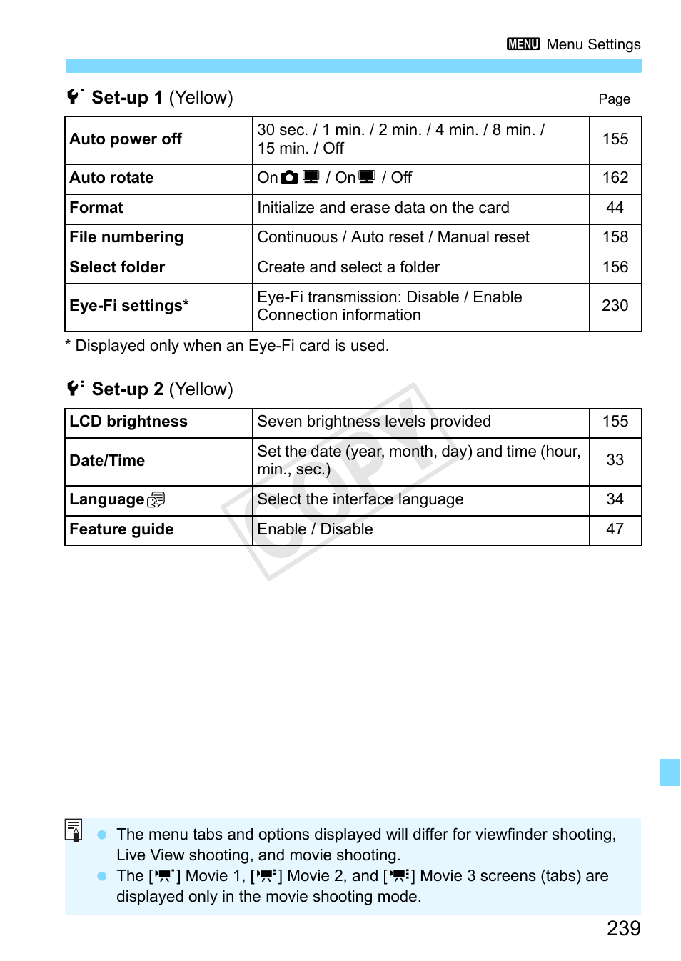 Cop y | Canon EOS Rebel T3 18-55mm IS II Lens Kit User Manual | Page 239 / 292