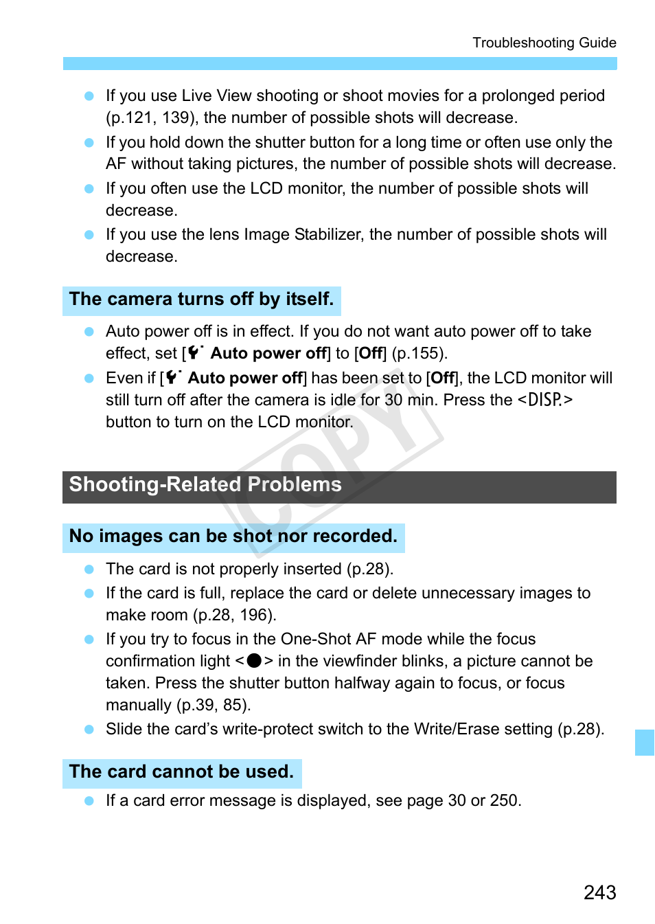 Cop y | Canon EOS Rebel T3 18-55mm IS II Lens Kit User Manual | Page 243 / 292