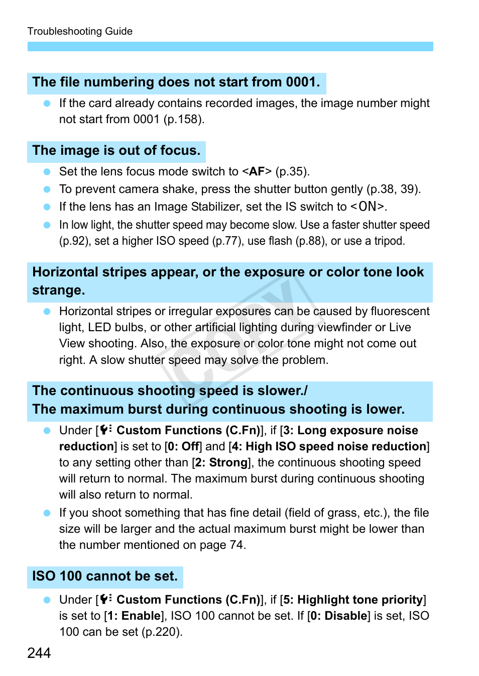Cop y | Canon EOS Rebel T3 18-55mm IS II Lens Kit User Manual | Page 244 / 292