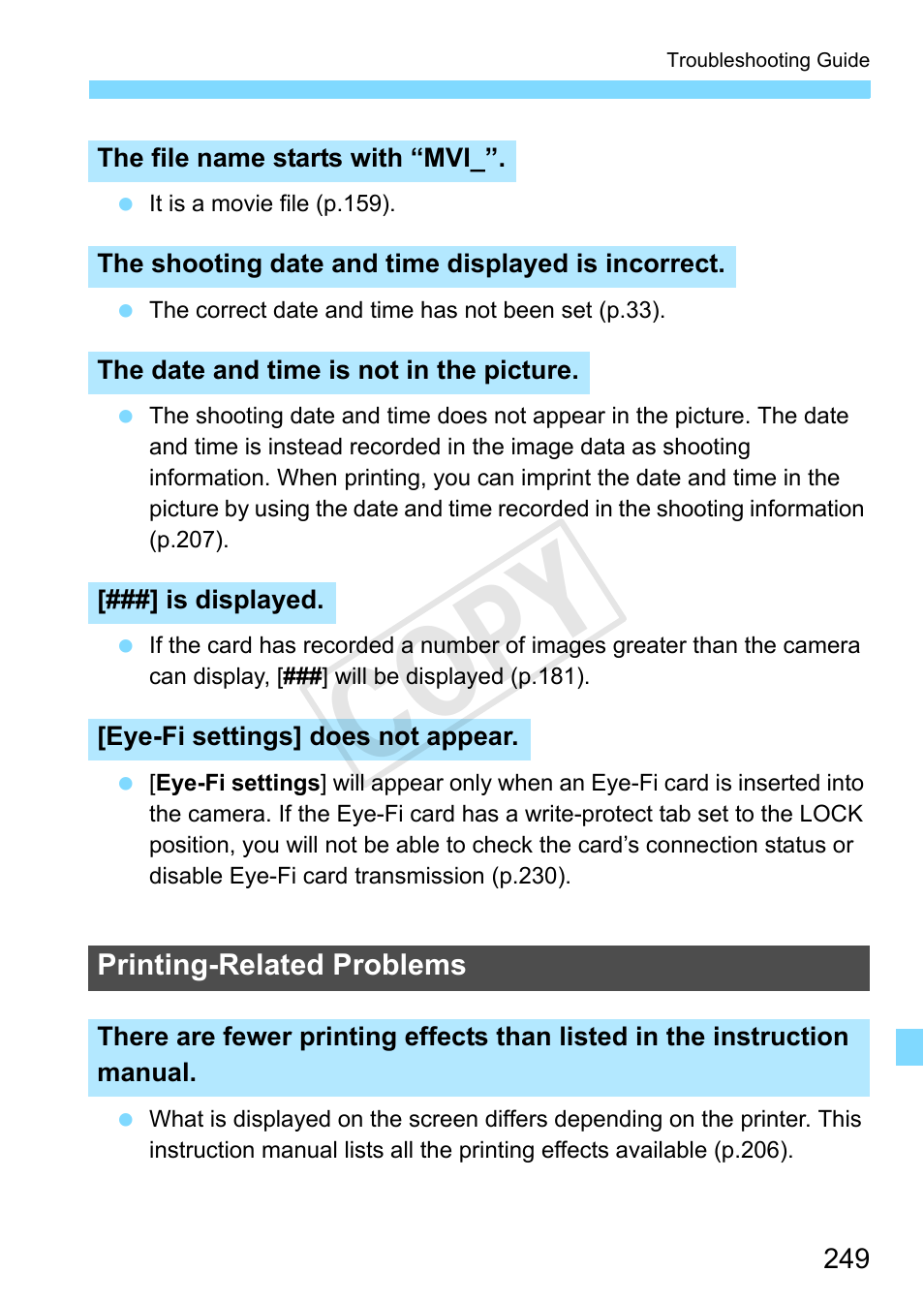 C op y | Canon EOS Rebel T3 18-55mm IS II Lens Kit User Manual | Page 249 / 292