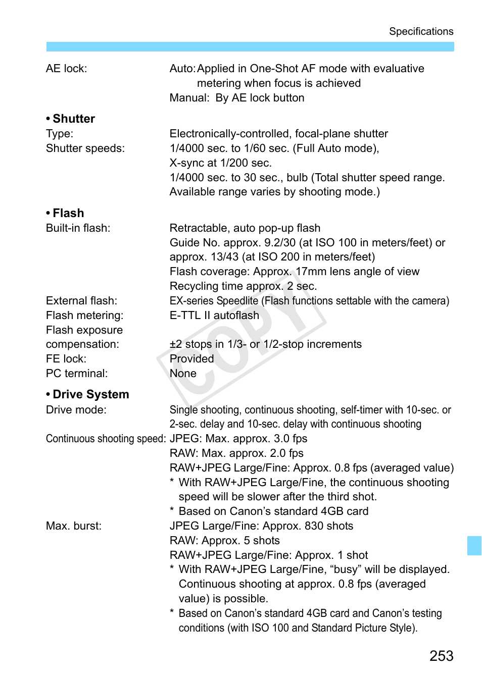 Cop y | Canon EOS Rebel T3 18-55mm IS II Lens Kit User Manual | Page 253 / 292