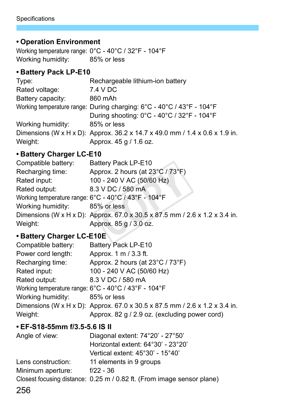 Cop y | Canon EOS Rebel T3 18-55mm IS II Lens Kit User Manual | Page 256 / 292