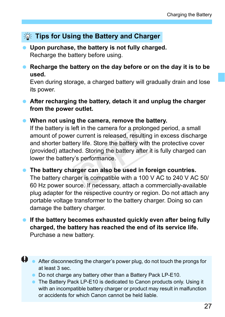 Cop y | Canon EOS Rebel T3 18-55mm IS II Lens Kit User Manual | Page 27 / 292
