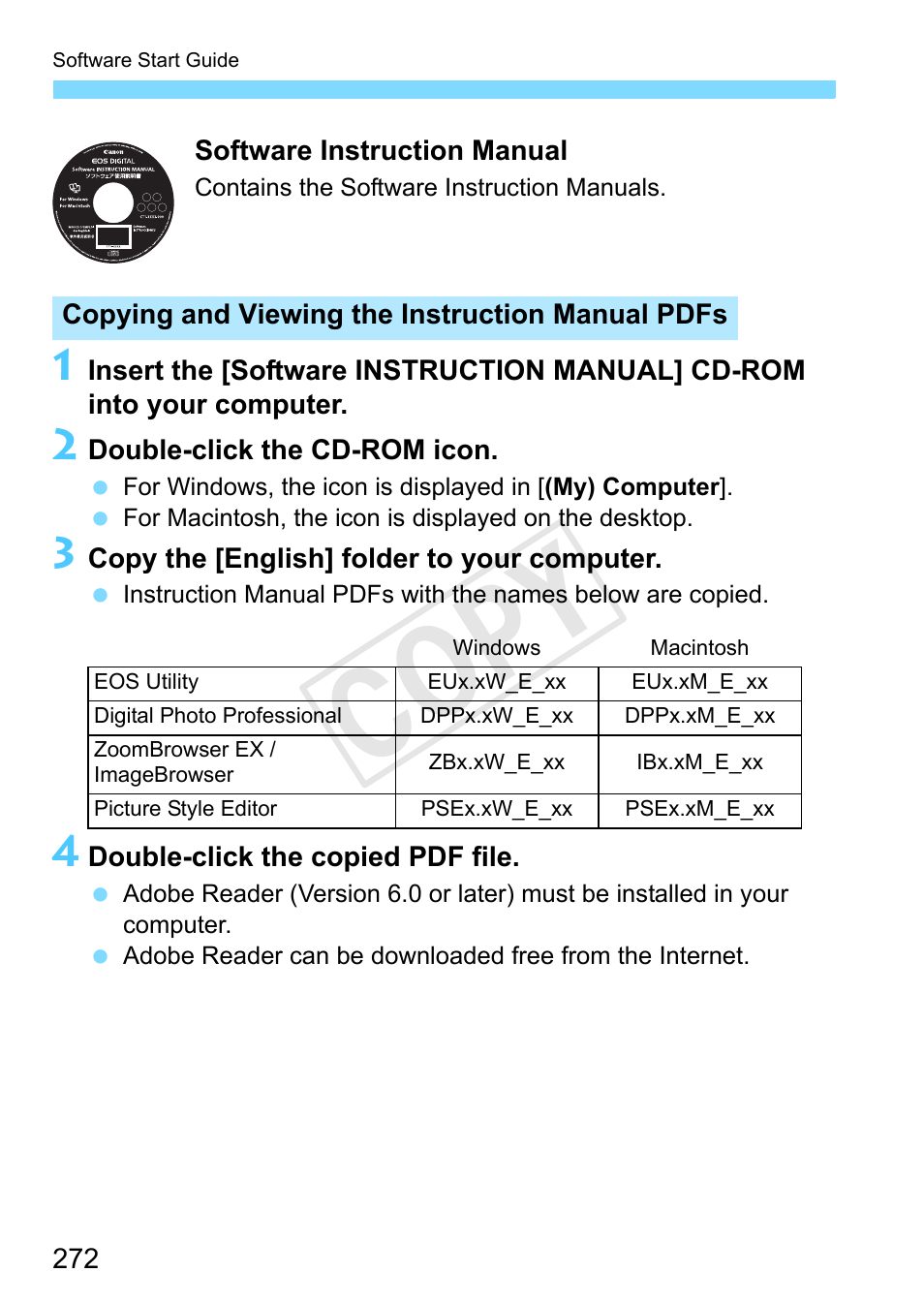 Cop y | Canon EOS Rebel T3 18-55mm IS II Lens Kit User Manual | Page 272 / 292