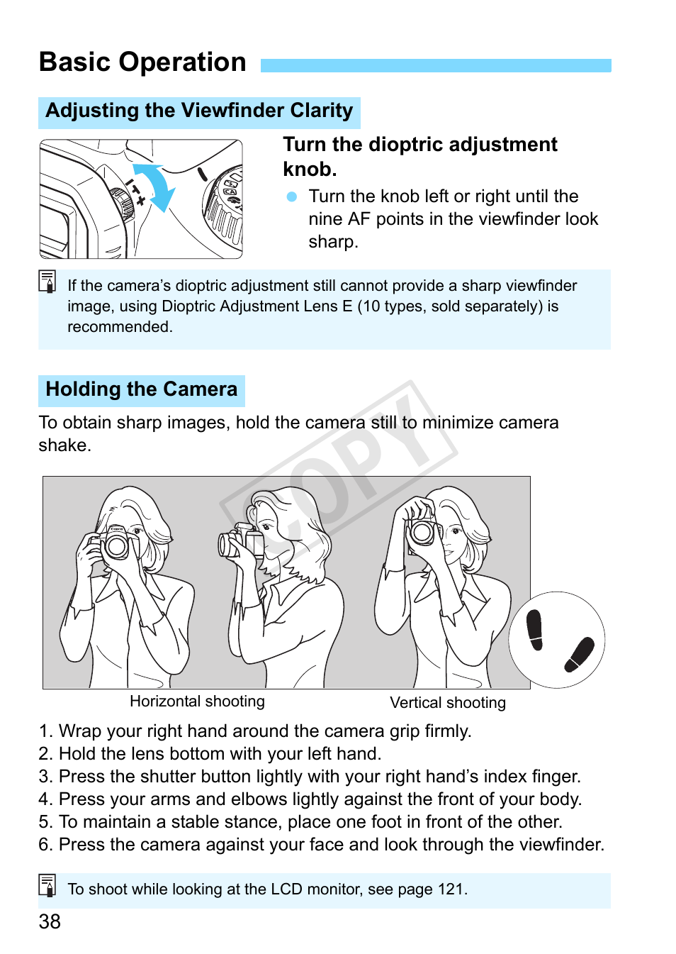 Basic operation, P.38, P.38) | Cop y | Canon EOS Rebel T3 18-55mm IS II Lens Kit User Manual | Page 38 / 292