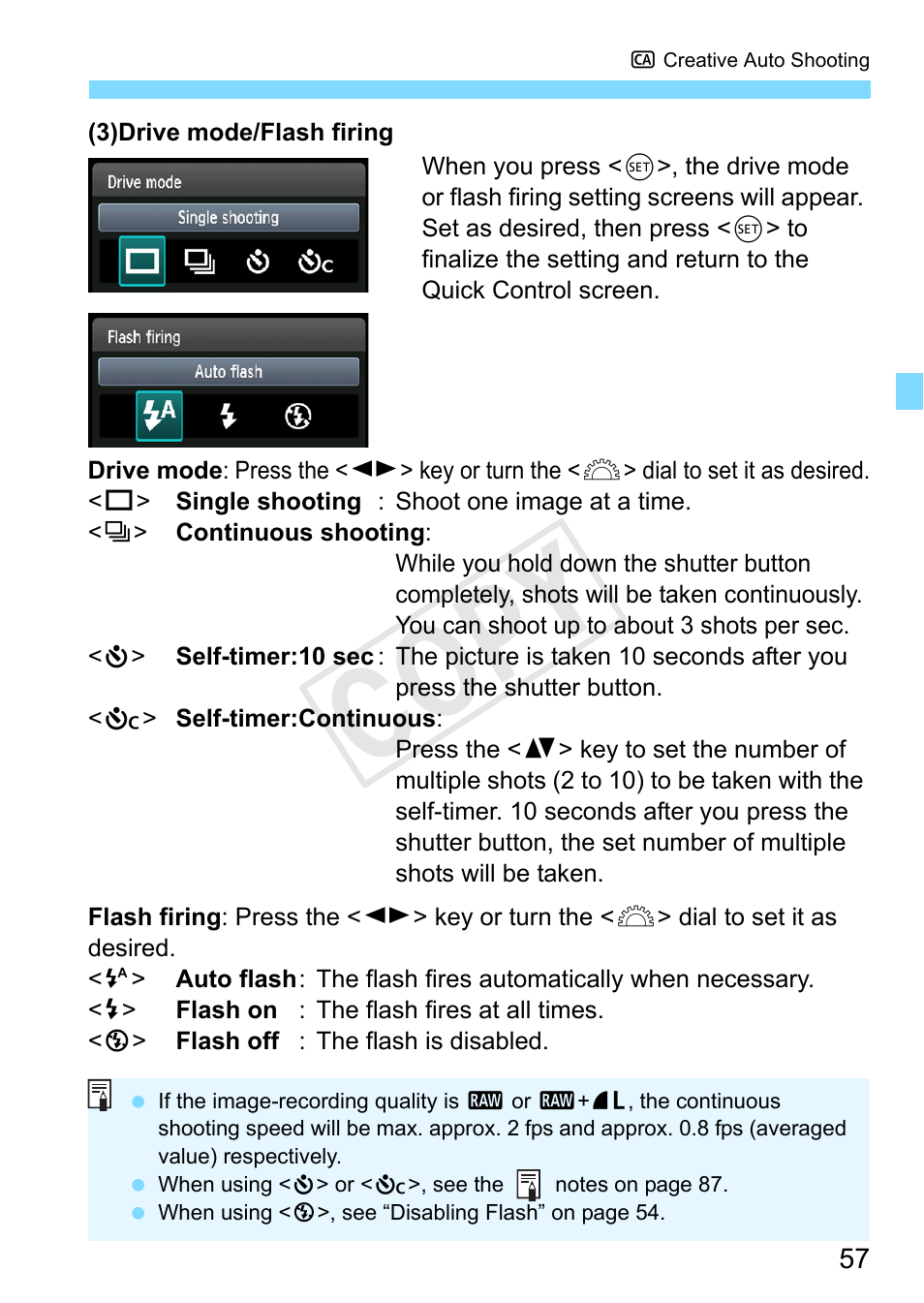 P.57, 63, Cop y | Canon EOS Rebel T3 18-55mm IS II Lens Kit User Manual | Page 57 / 292