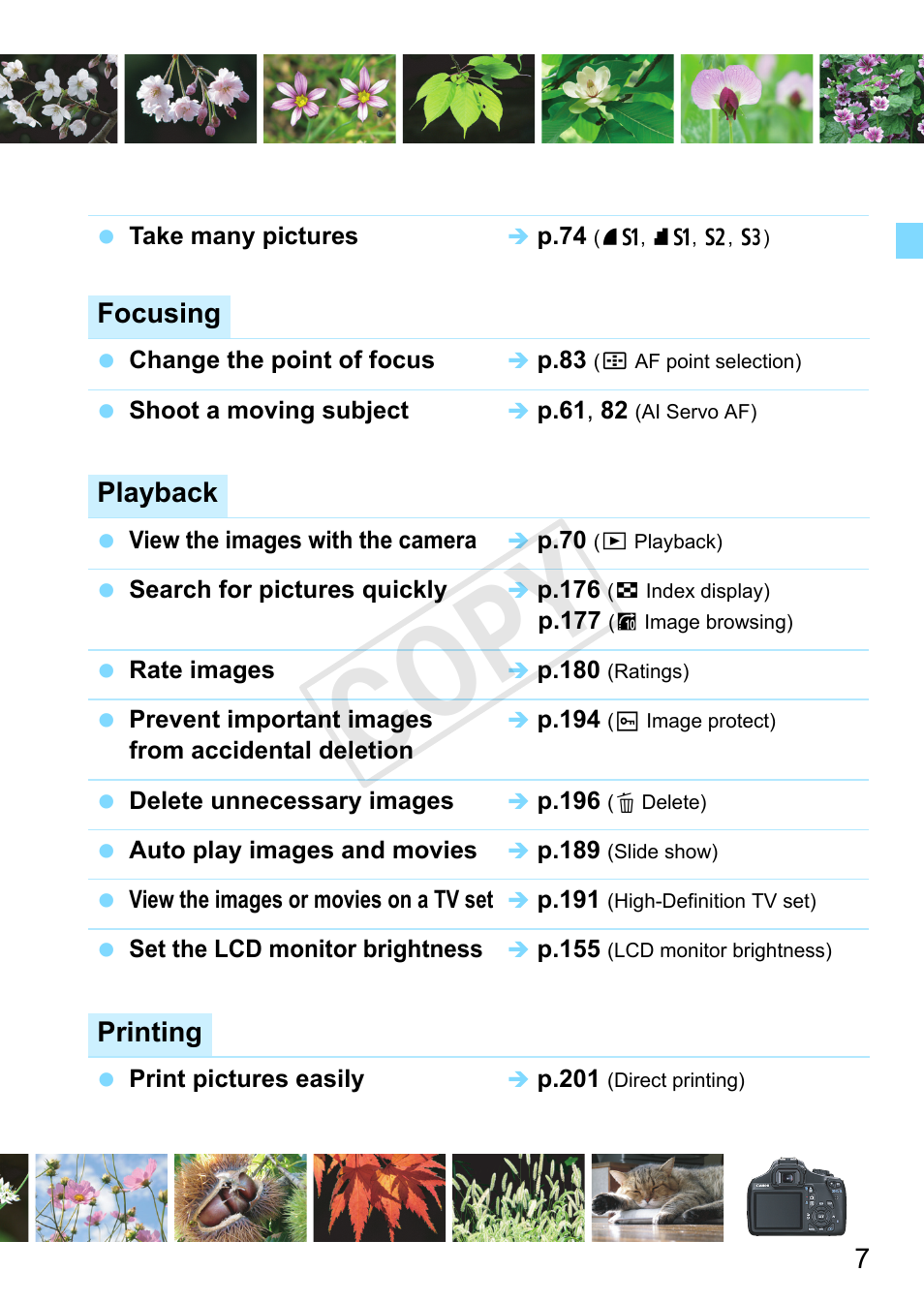 Cop y | Canon EOS Rebel T3 18-55mm IS II Lens Kit User Manual | Page 7 / 292