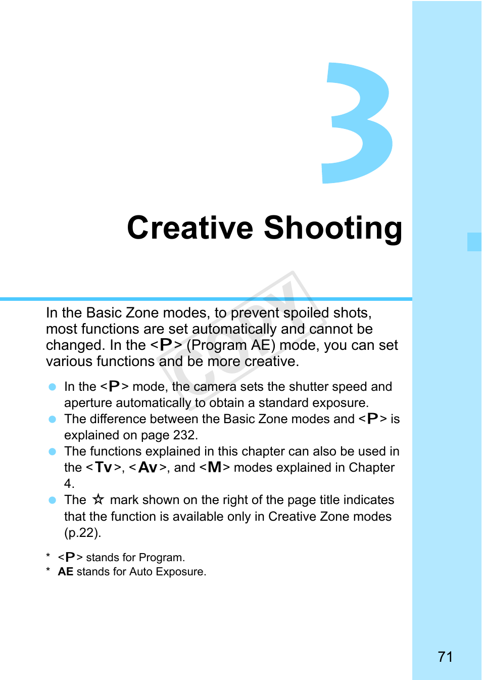 Creative shooting, Cop y | Canon EOS Rebel T3 18-55mm IS II Lens Kit User Manual | Page 71 / 292