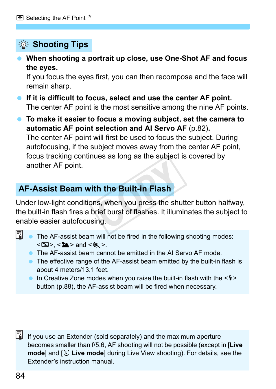 Cop y | Canon EOS Rebel T3 18-55mm IS II Lens Kit User Manual | Page 84 / 292