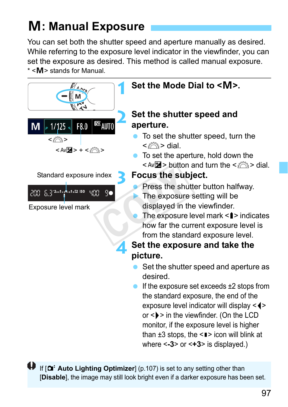 Manual exposure, P.97, Erase button (p.97/101/196) | Manual exposure (p.97), Cop y | Canon EOS Rebel T3 18-55mm IS II Lens Kit User Manual | Page 97 / 292