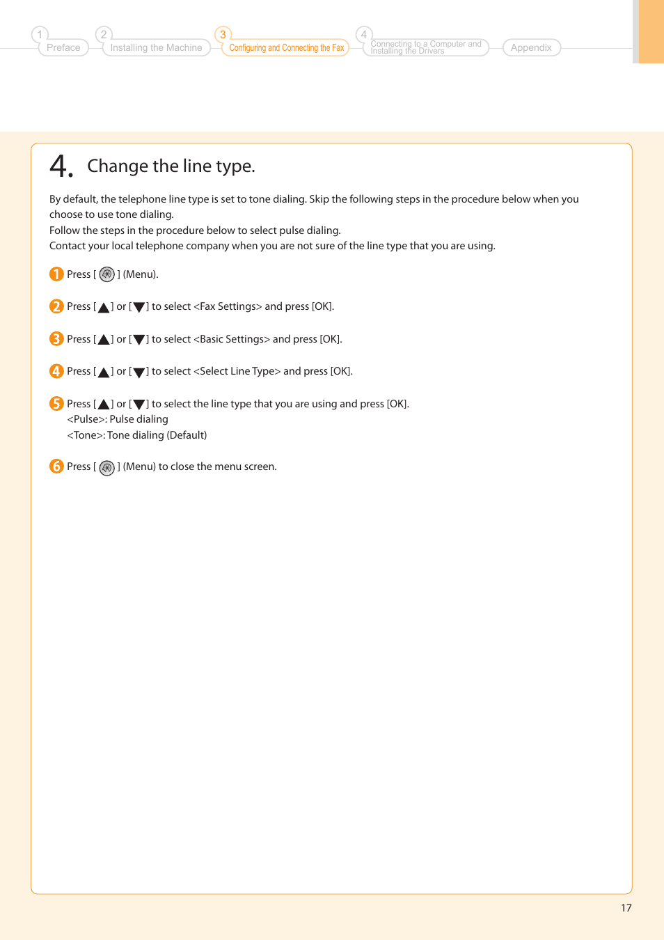 Change the line type | Canon imageCLASS D1350 User Manual | Page 17 / 36