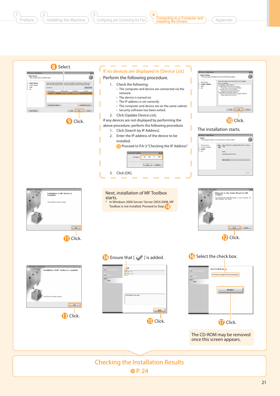 Checking the installation results p . 24 | Canon imageCLASS D1350 User Manual | Page 21 / 36