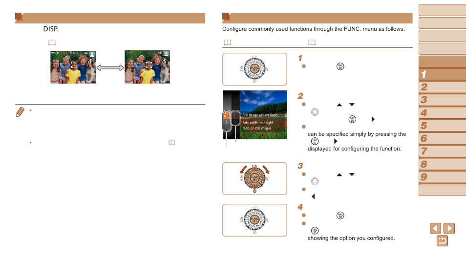 Shooting display options, Using the func. menu | Canon PowerShot SX170 IS User Manual | Page 23 / 135
