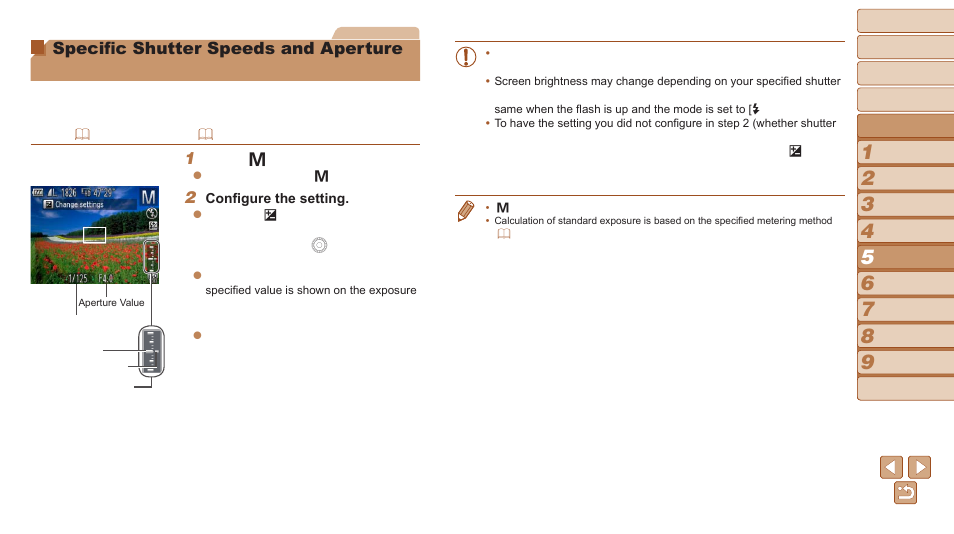 Specific shutter speeds and, Aperture values ([m] mode), Specific shutter speeds and aperture values | M] mode) | Canon PowerShot SX170 IS User Manual | Page 67 / 135