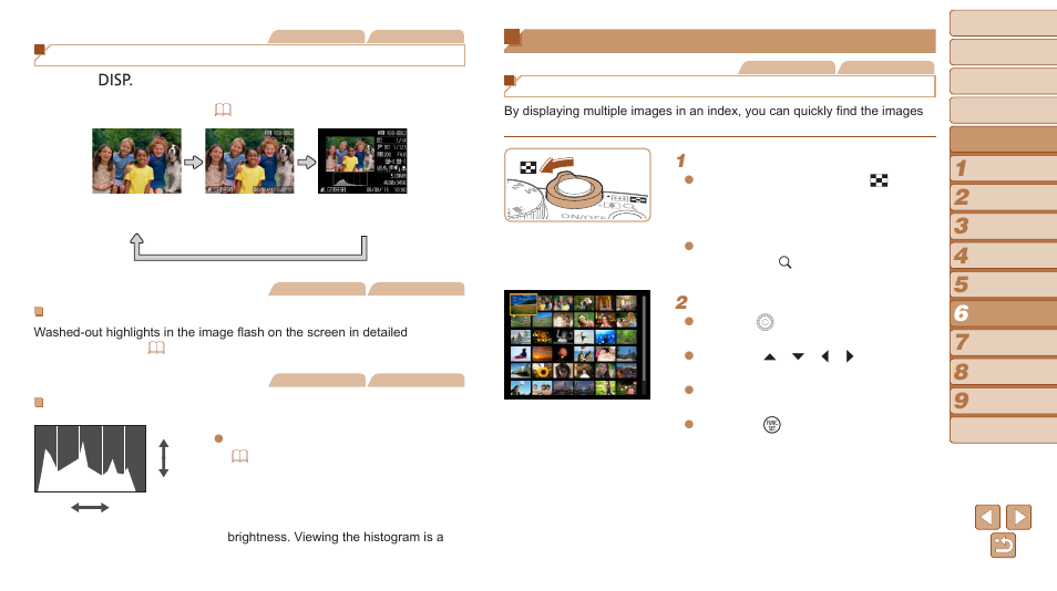 Browsing and filtering images, Switching display modes, Navigating through images in an index | Canon PowerShot SX170 IS User Manual | Page 71 / 135