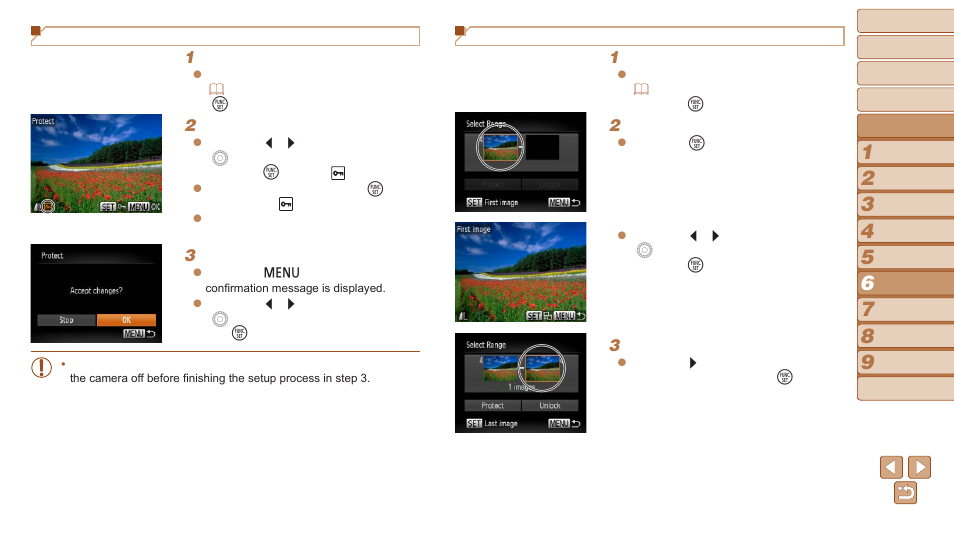 Choosing images individually, Selecting a range | Canon PowerShot SX170 IS User Manual | Page 76 / 135
