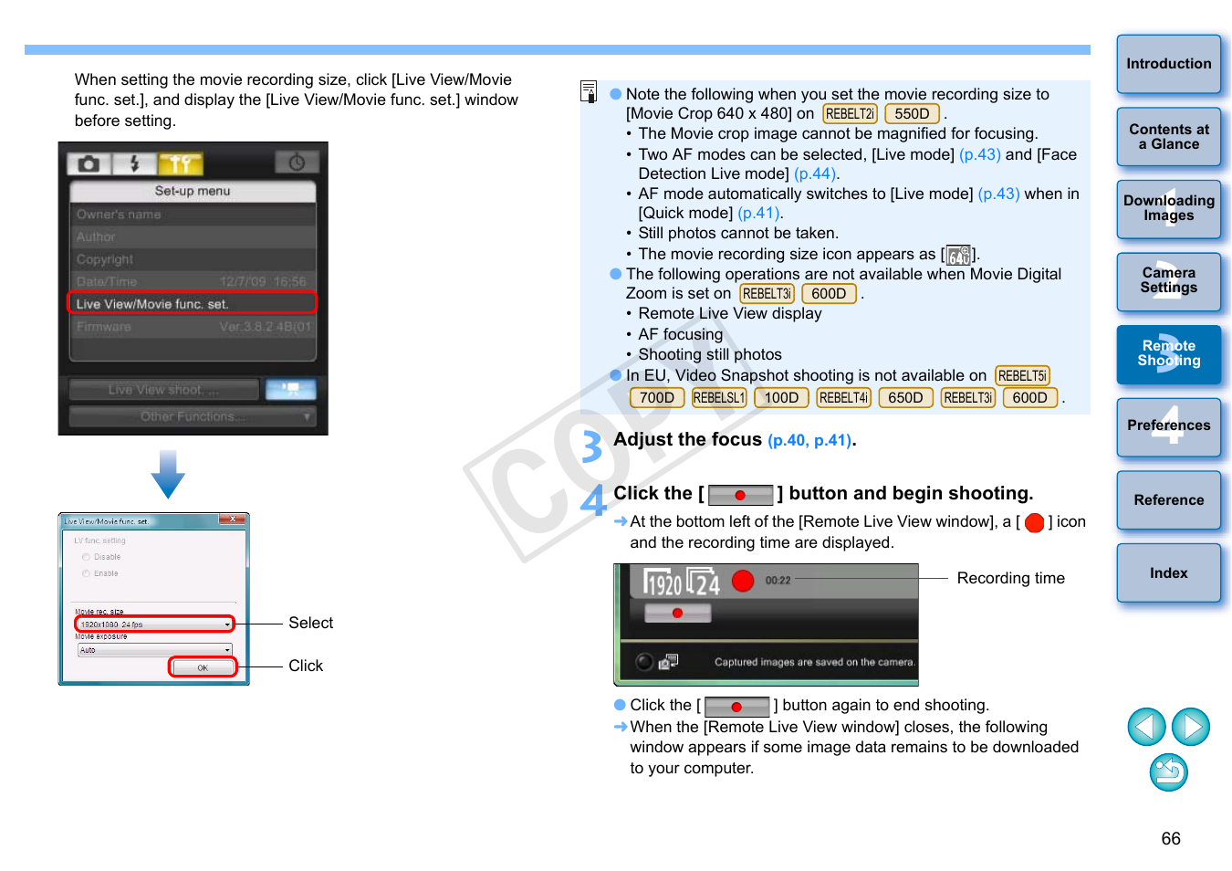 Cop y | Canon EOS Rebel SL1 18-55mm IS STM Lens Kit User Manual | Page 67 / 110