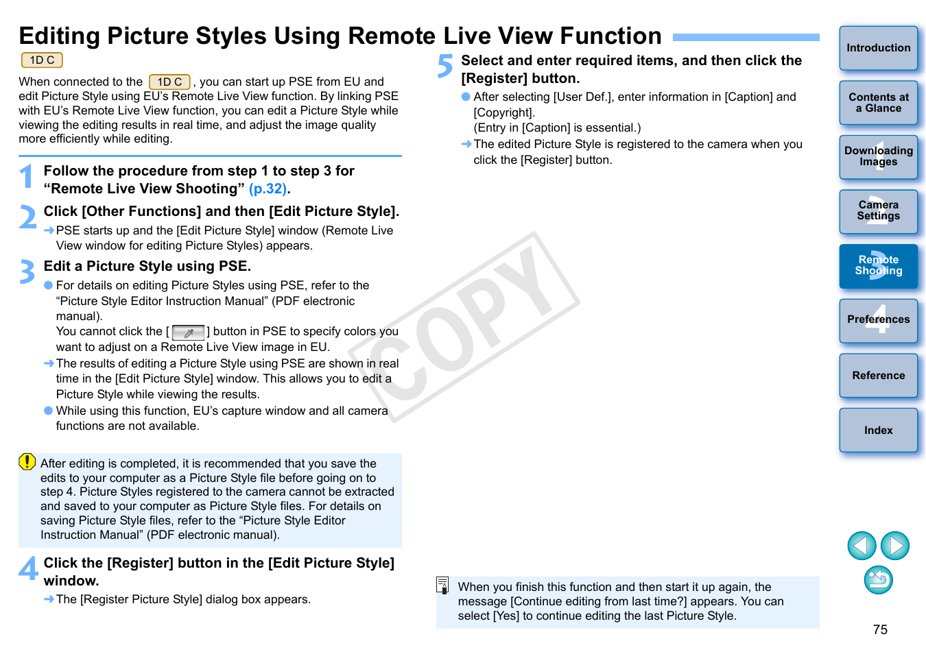P.75, Cop y | Canon EOS Rebel SL1 18-55mm IS STM Lens Kit User Manual | Page 76 / 110