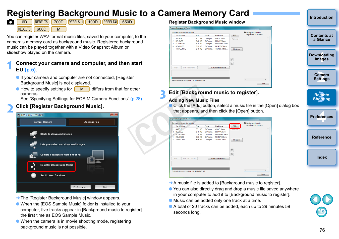 P.76, P.76 to p.7, Cop y | Canon EOS Rebel SL1 18-55mm IS STM Lens Kit User Manual | Page 77 / 110