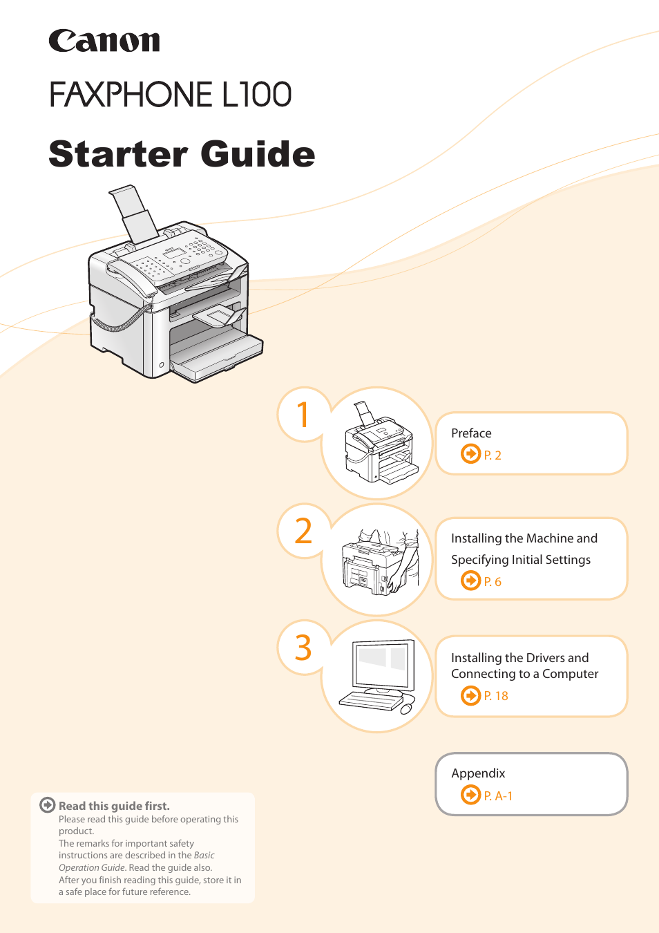 Canon FAXPHONE L100 User Manual | 28 pages