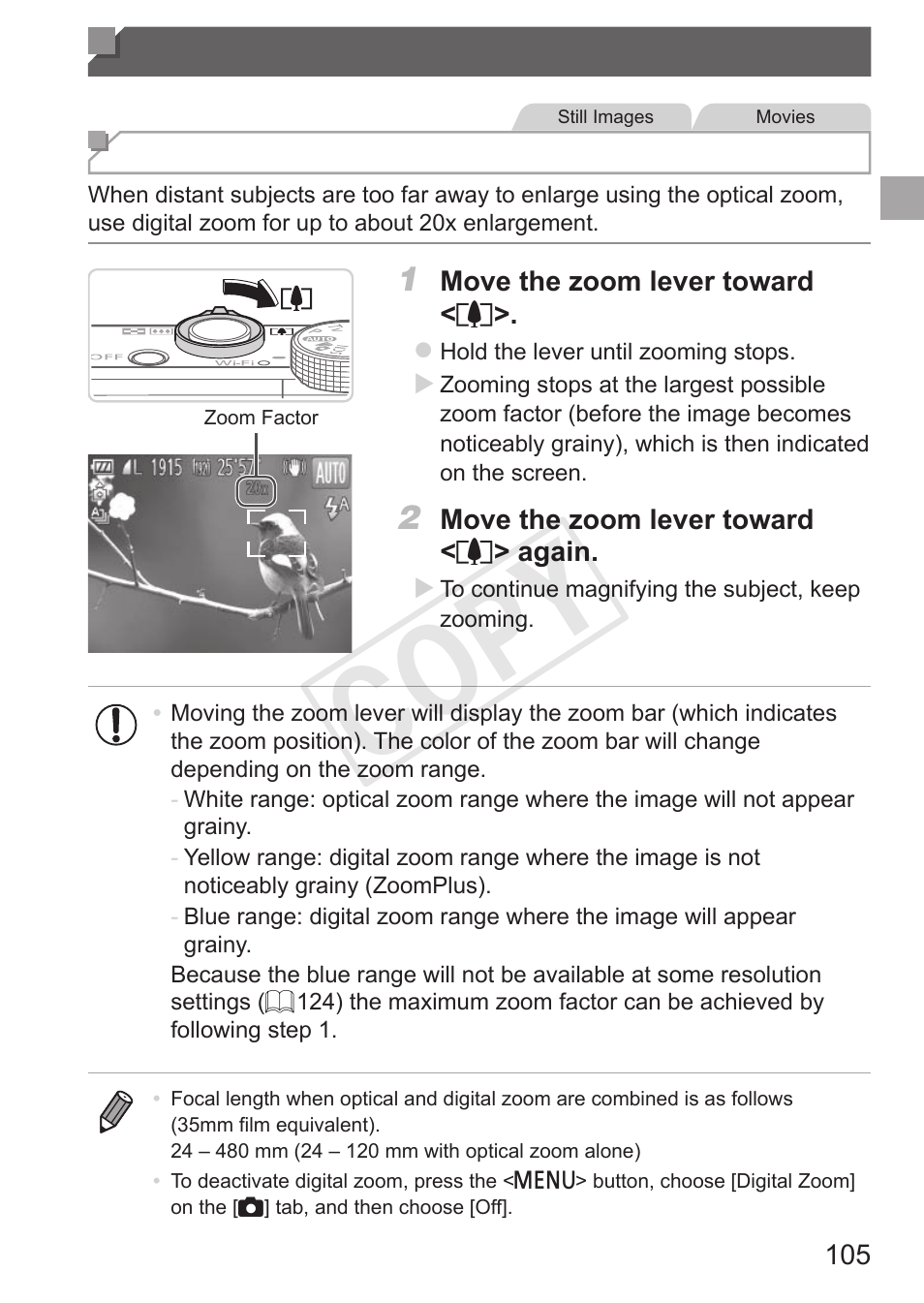 Common, convenient features, Common, convenient, Features | Cop y | Canon PowerShot S110 User Manual | Page 105 / 346