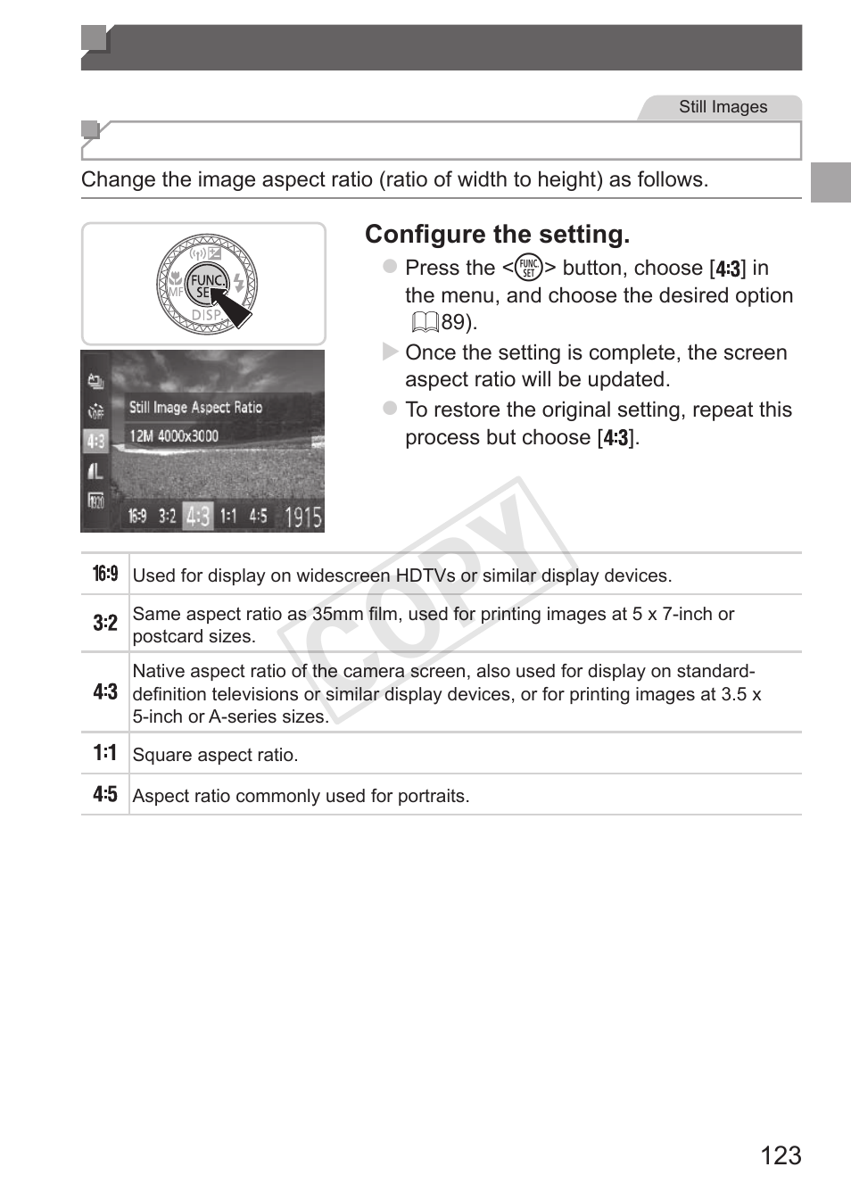 Image customization features, Image customization, Features | Cop y | Canon PowerShot S110 User Manual | Page 123 / 346