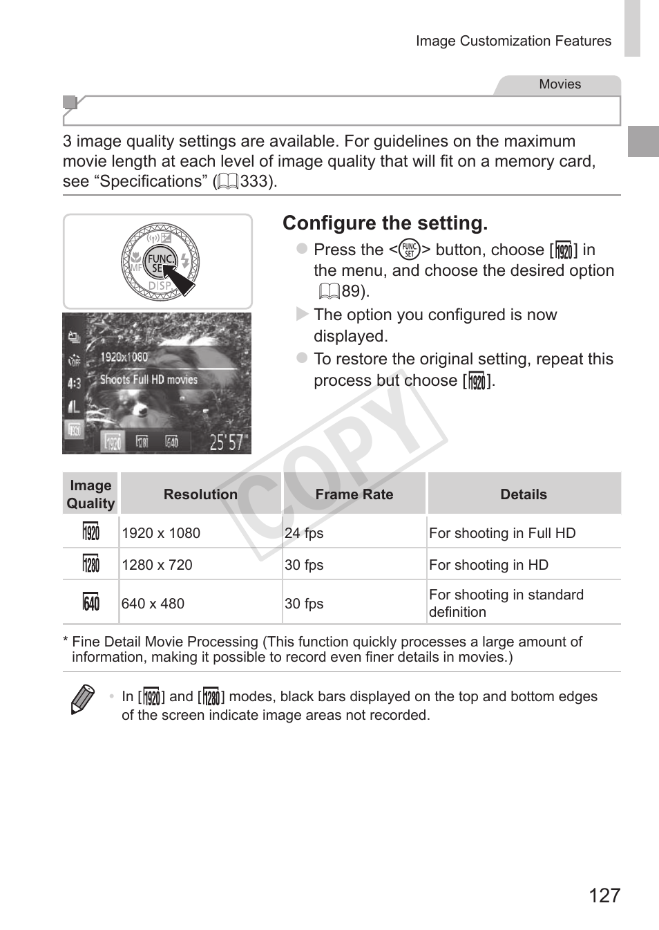 Cop y | Canon PowerShot S110 User Manual | Page 127 / 346