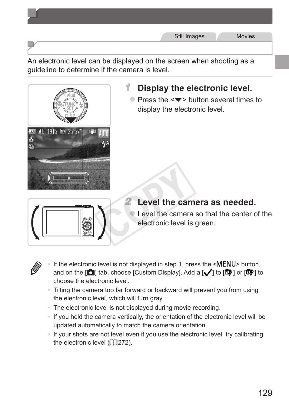 Helpful shooting features, Cop y | Canon PowerShot S110 User Manual | Page 129 / 346