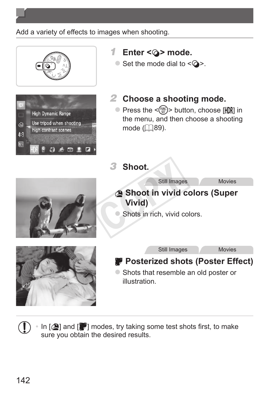 Image effects (creative filters), Image effects, Creative filters) | Cop y | Canon PowerShot S110 User Manual | Page 142 / 346