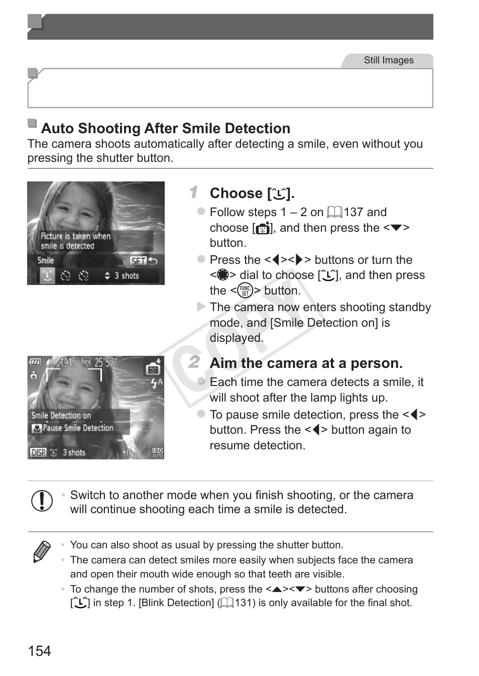 Special modes for other purposes, Special modes for other, Purposes | Cop y | Canon PowerShot S110 User Manual | Page 154 / 346