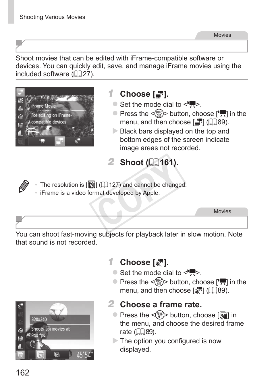 Cop y | Canon PowerShot S110 User Manual | Page 162 / 346